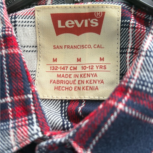 Levi's Boy’s Red and Blue Plaid Shirt - Picture 3 of 4